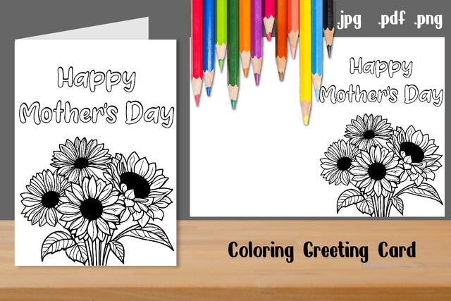 Mother's Day Coloring Card Template SVG zafrans studio 