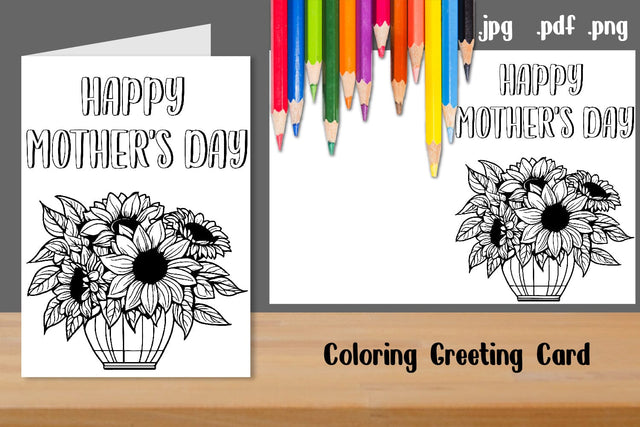 Mother's Day Coloring Card Template SVG zafrans studio 