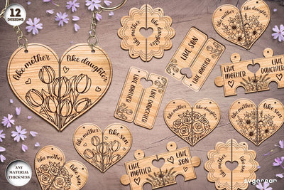 Mother's Day Couple Keychaine Bundle SVG SvgOcean 