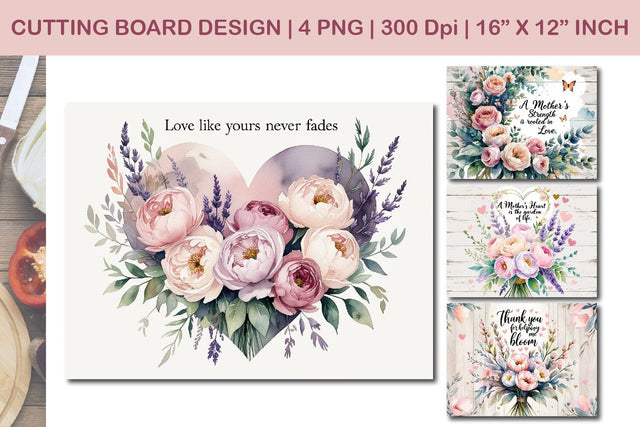 Mother’s day cutting board, floral heart design Sublimation Paper Switch 
