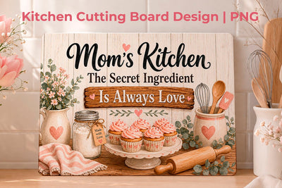 Mothers Day Cutting Board PNG Mom Kitchen Design Sublimation KMarinaDesign 