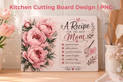 Mothers Day Cutting Board PNG Sublimation KMarinaDesign 