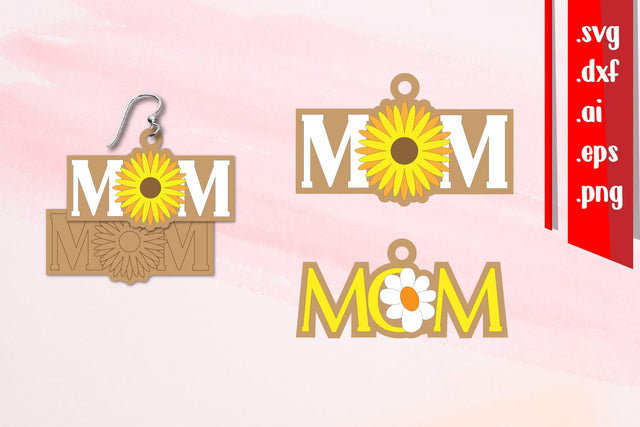 Mothers Day Earrings Laser cut | Cut and Score Earrings SVG zafrans studio 