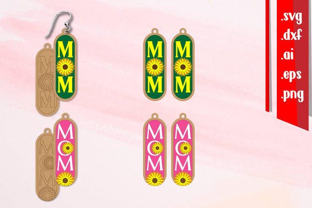 Mothers Day Earrings Laser cut | Cut and Score Earrings SVG zafrans studio 