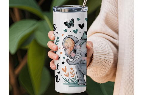 Mother's Day Elephant Tumbler Wrap Sublimation DesignSVG 