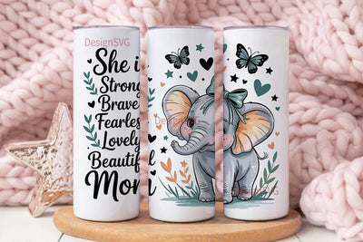 Mother's Day Elephant Tumbler Wrap Sublimation DesignSVG 