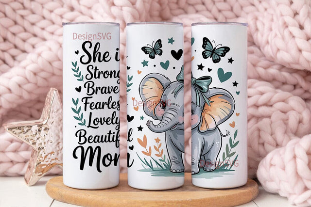 Mother's Day Elephant Tumbler Wrap Sublimation DesignSVG 
