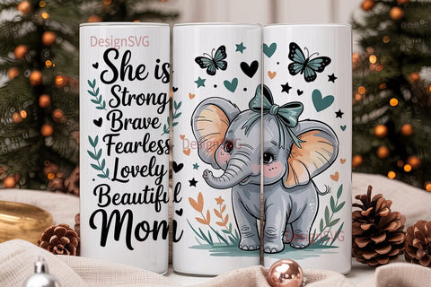 Mother's Day Elephant Tumbler Wrap Sublimation DesignSVG 