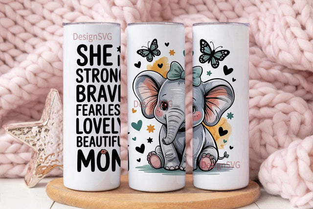 Mother's Day Elephant Tumbler Wrap Sublimation DesignSVG 