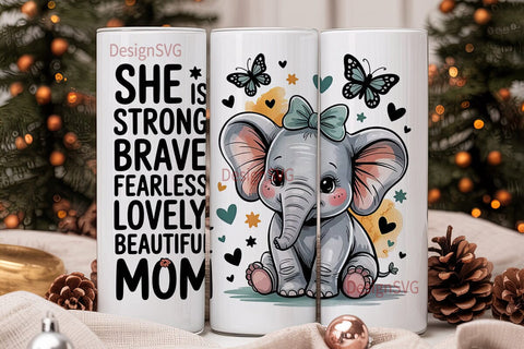 Mother's Day Elephant Tumbler Wrap Sublimation DesignSVG 
