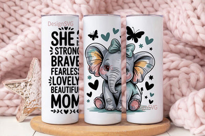 Mother's Day Elephant Tumbler Wrap Sublimation DesignSVG 