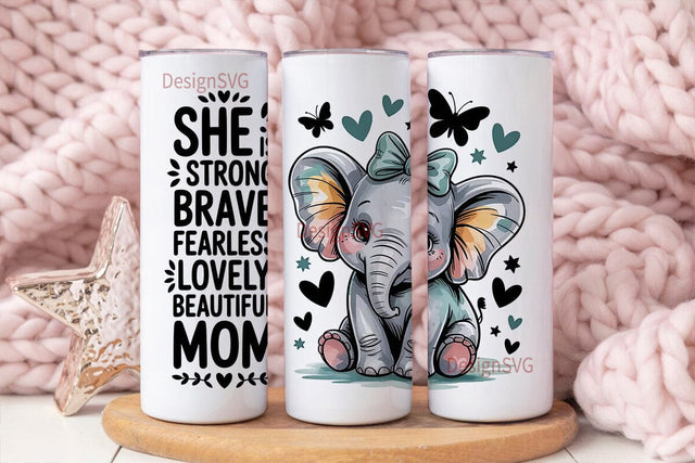 Mother's Day Elephant Tumbler Wrap Sublimation DesignSVG 
