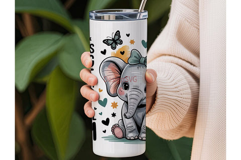Mother's Day Elephant Tumbler Wrap Sublimation DesignSVG 
