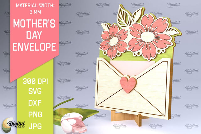 Mother's Day Envelope Laser Cut. Mom Envelope Gift SVG SVG Evgenyia Guschina 