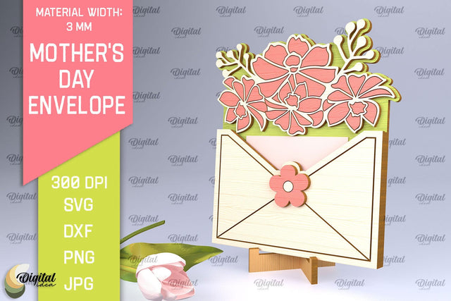 Mother's Day Envelope Laser Cut. Mom Envelope Gift SVG SVG Evgenyia Guschina 
