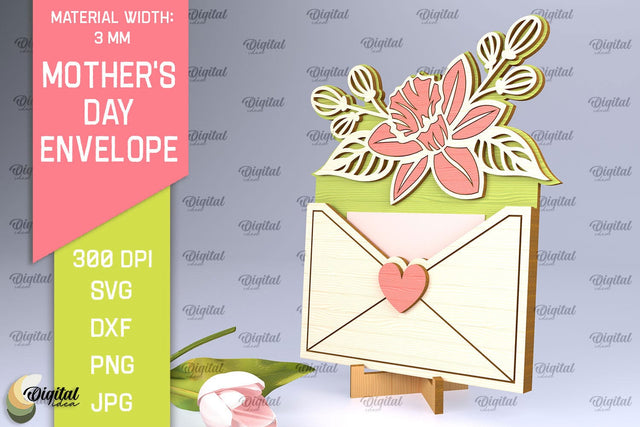 Mother's Day Envelope Laser Cut. Mom Envelope Gift SVG SVG Evgenyia Guschina 