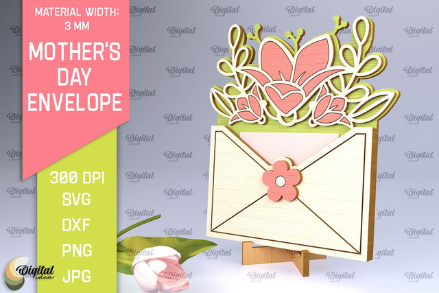 Mother's Day Envelope Laser Cut. Mom Envelope Gift SVG SVG Evgenyia Guschina 