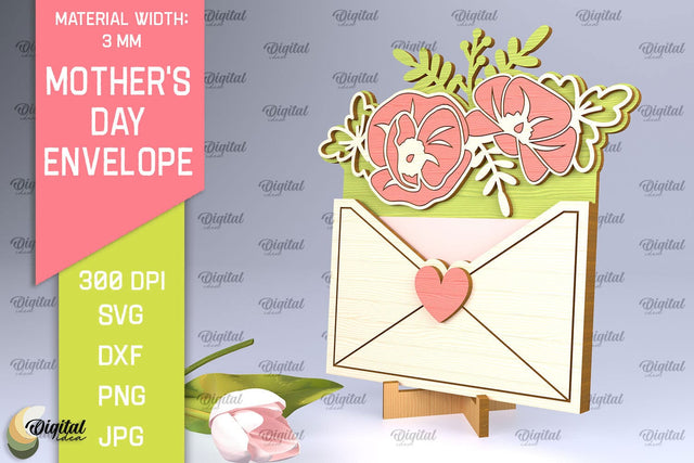 Mother's Day Envelope Laser Cut. Mom Envelope Gift SVG SVG Evgenyia Guschina 