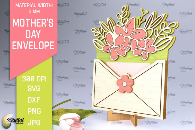 Mother's Day Envelope Laser Cut. Mom Envelope Gift SVG SVG Evgenyia Guschina 
