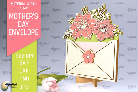 Mother's Day Envelope Laser Cut. Mom Envelope Gift SVG SVG Evgenyia Guschina 