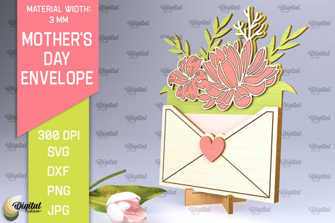 Mother's Day Envelopes Laser Cut Bundle. Mom Envelopes Gift SVG SVG Evgenyia Guschina 