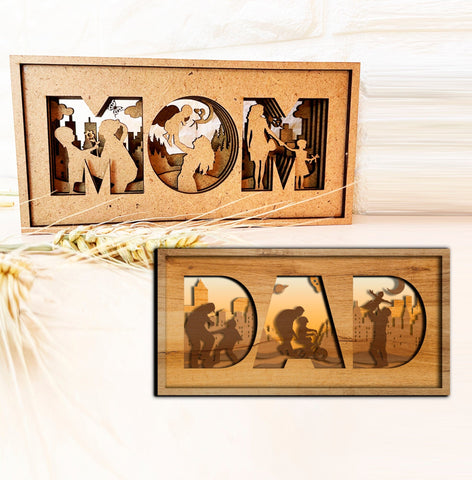 Mothers Day Fathers Day SVG Laser Cut Files Bundle - Set Of 12 Mom Dad Family Sign Laser Cut Template DXF AI CDR SVG LaserCutano 