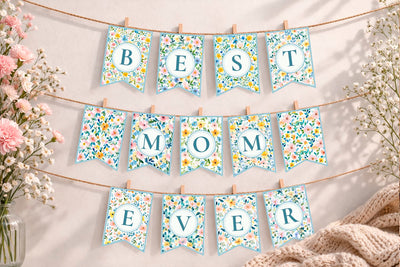 Mother’s Day Floral Banner Printable Decor SVG KMarinaDesign 