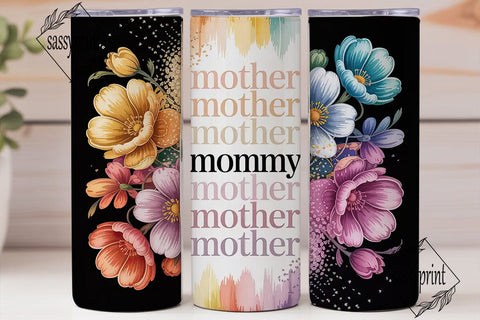 Mother's Day Floral Glitter 20oz Tumbler Sublimation sassyprint 