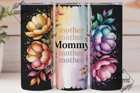 Mother's Day Floral Glitter 20oz Tumbler Sublimation sassyprint 
