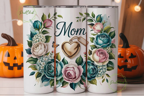 Mother's Day Floral Heart 20oz Tumbler Sublimation PixelChick 