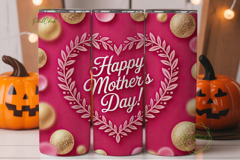 Mother's Day Floral Heart 20oz Tumbler Sublimation PixelChick 
