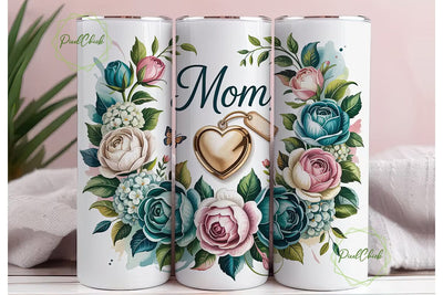 Mother's Day Floral Heart 20oz Tumbler Sublimation PixelChick 