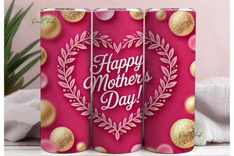 Mother's Day Floral Heart 20oz Tumbler Sublimation PixelChick 
