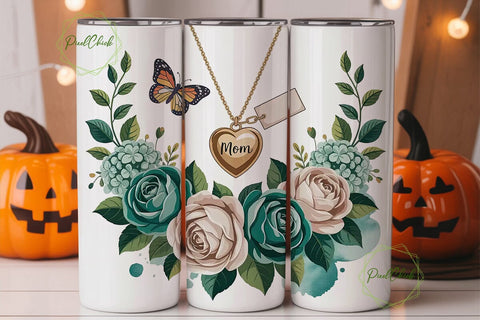 Mother's Day Floral Heart 20oz Tumbler Sublimation PixelChick 