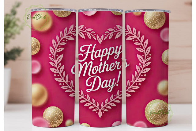 Mother's Day Floral Heart 20oz Tumbler Sublimation PixelChick 