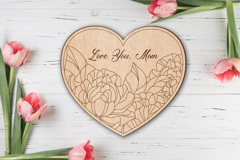 Mothers day floral heart laser cut, Love you mom svg SVG AnastasiyaArtDesign 