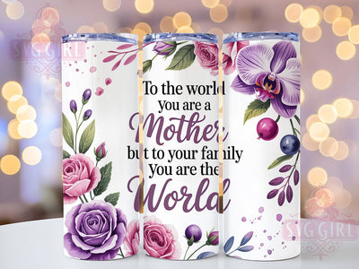 Mothers Day Floral Mom 20oz Tumbler, Floral Design, Family Quote, Mom Theme, 20oz Wrap, Sublimation Design, PNG File Sublimation SvggirlplusArt 