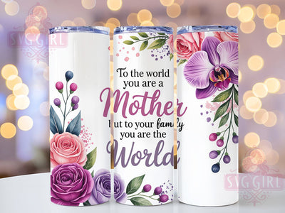 Mothers Day Floral Mom 20oz Tumbler, Floral Design, Family Quote, Mom Theme, 20oz Wrap, Sublimation Design, PNG File Sublimation SvggirlplusArt 