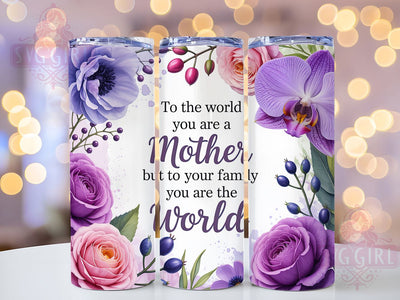 Mothers Day Floral Mom 20oz Tumbler, Floral Design, Family Quote, Mom Theme, 20oz Wrap, Sublimation Design, PNG File Sublimation SvggirlplusArt 