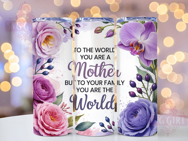 Mothers Day Floral Mom 20oz Tumbler, Floral Design, Family Quote, Mom Theme, 20oz Wrap, Sublimation Design, PNG File Sublimation SvggirlplusArt 