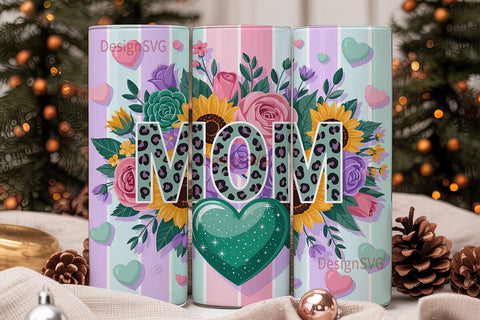 Mother's Day Floral Tumbler Wrap Sublimation DesignSVG 