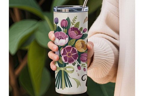 Mother's Day Floral Tumbler Wrap Sublimation DesignSVG 