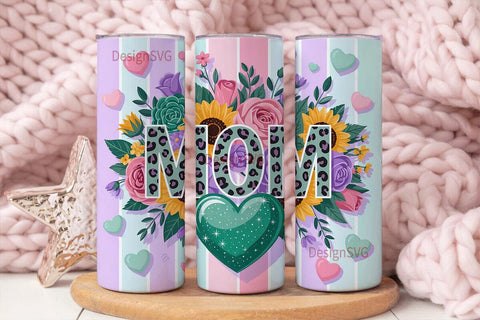 Mother's Day Floral Tumbler Wrap Sublimation DesignSVG 