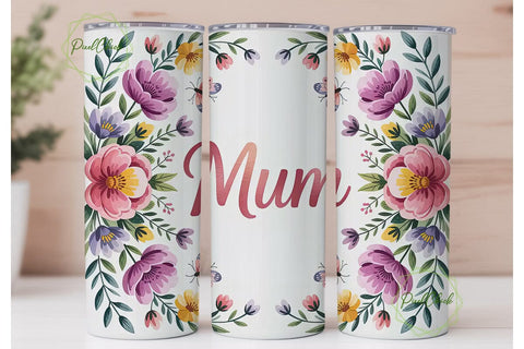 Mother's Day Floral Tumbler Wrap Sublimation PixelChick 