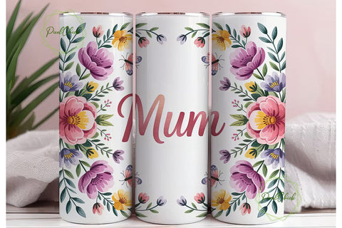 Mother's Day Floral Tumbler Wrap Sublimation PixelChick 