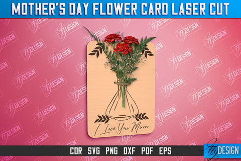 Mother's Day Flower Card Bundle | Greeting Cards | Granny Gift | CNC File SVG Fly Design 