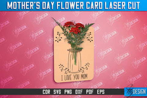 Mother's Day Flower Card Bundle | Greeting Cards | Granny Gift | CNC File SVG Fly Design 