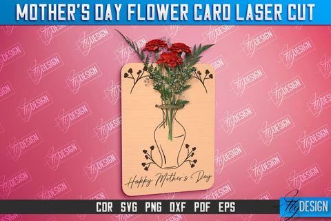 Mother's Day Flower Card Bundle | Greeting Cards | Granny Gift | CNC File SVG Fly Design 