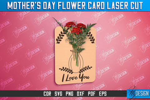 Mother's Day Flower Card Bundle | Greeting Cards | Granny Gift | CNC File SVG Fly Design 