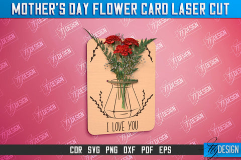 Mother's Day Flower Card Bundle | Greeting Cards | Granny Gift | CNC File SVG Fly Design 